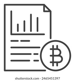 Document with Bitcoin vector Cryptocurrency concept icon or symbol in outline style