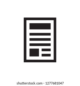 Document - black icon on white background vector illustration for website, mobile application, presentation, infographic. Page concept sign design. Business paper blank. 