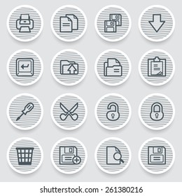Document black icons on gray stickers.