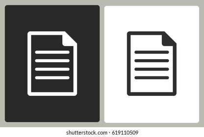 Document - black and white icons. Vector illustration.