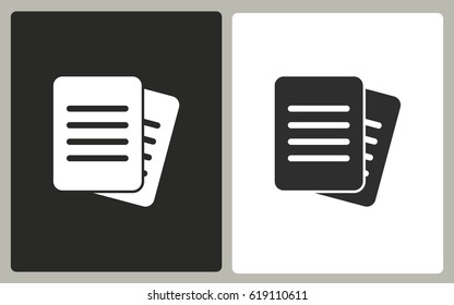 Document - black and white icons. Vector illustration.