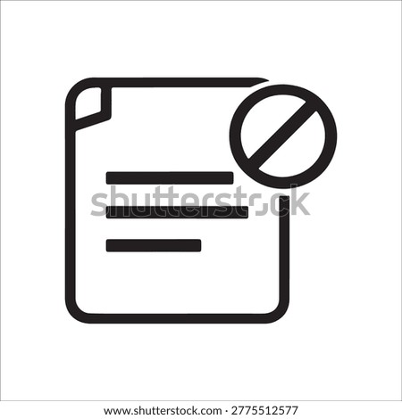 Document Blocked Icon, File Access Denied Symbol, Restricted Document Outline