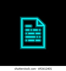 Document blue glowing neon ui ux icon. Glowing sign logo vector