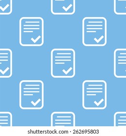 Document blue with white seamless pattern for web design. Vector symbol