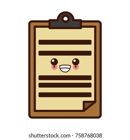 Document board isolated kawaii cute cartoon