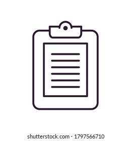Diseño de iconos de estilo de línea de tablero de documentos, Archivo de datos y tema de información Ilustración vectorial