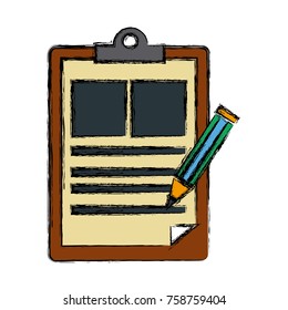 Document board with pencil icon vector illustration graphic design