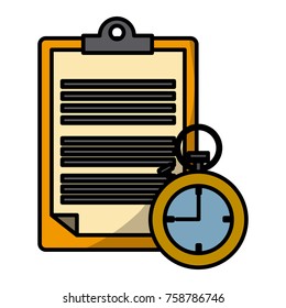 Document board and timer icon vector illustration graphic design