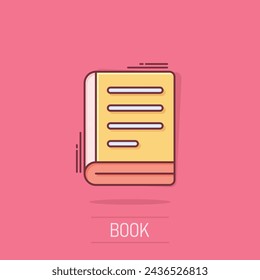 Document book icon in comic style. Paper sheet cartoon vector illustration on isolated background. Notepad document splash effect business concept.