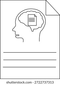 A document with a brain graphic containing a document icon lines for writing