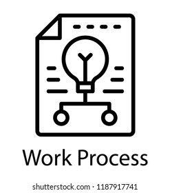 A document with bulb sign on it showing the concept of work process 