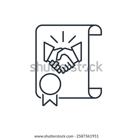 Document business agreement.Vector linear icon illustration isolated on white background.