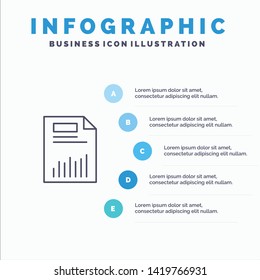 Document, Business, Chart, Finance, Graph, Paper, Statistics Line icon with 5 steps presentation infographics Background