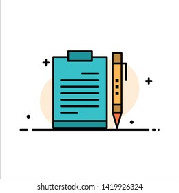 Document, Business, Clipboard, File, Page, Planning, Sheet  Business Flat Line Filled Icon Vector Banner Template