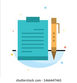 Document, Business, Clipboard, File, Page, Planning, Sheet Abstract Flat Color Icon Template. Vector Icon Template background