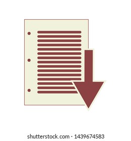 document business concept, illustration isolated for graphic and web design, download data sign and symbol, red outline icon vector.