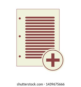 document business concept, illustration isolated for graphic and web design, add document sign and symbol, red outline icon vector.