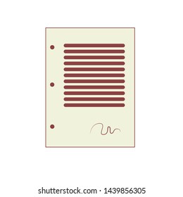 document business concept, illustration isolated for graphic and web design, signature sign and symbol, red outline icon vector.
