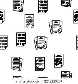 document business file office vector seamless pattern thin line illustration