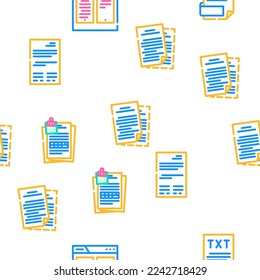 document business file office vector seamless pattern thin line illustration
