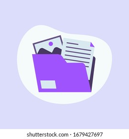 icono de negocios de documentos aislado con color púrpura moderno