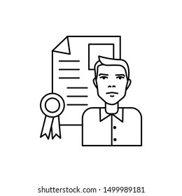 Document, businessman, certificate icon. Element of work life icon