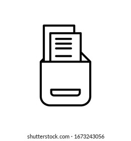 Document cabinet icon. Flat vector graphic in white background.