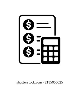 document with calculator, budgeting, accounting icon vector