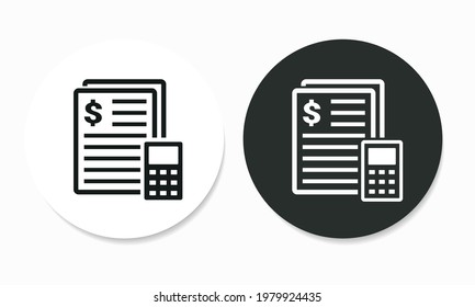 Document with calculator icon. Invoice bill icon. Tax payment. Illustration vector