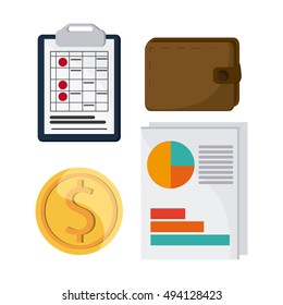 Document and calculator icon. Tax and Financial item. Vector gra