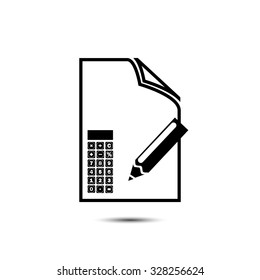 document, calculator and pencil, vector illustration
