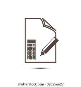 document, calculator and pencil, vector illustration