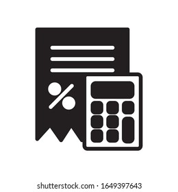 document and calculator silhouette style icon of money financial item banking commerce market payment buy currency accounting and invest theme Vector illustration
