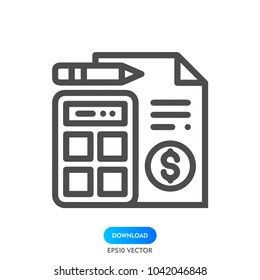 Document and calculator vector icon