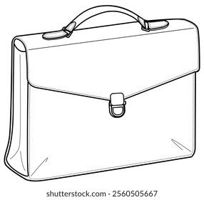 Document carrier briefcase flat sketch vector illustration technical cad drawing template