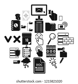 Document case icons set. Simple set of 25 document case vector icons for web isolated on white background