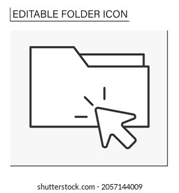  Document case line icon. Clicking on the folder. Accessing. Folder concept. Isolated vector illustration. Editable stroke