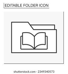  Document case line icon.Books and education material in digital case. Folder concept. Isolated vector illustration. Editable stroke