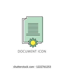 Document Certificate Icon. Achievement, award, grant, degree concept.
