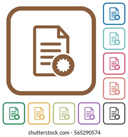 Document certificate simple icons in color rounded square frames on white background