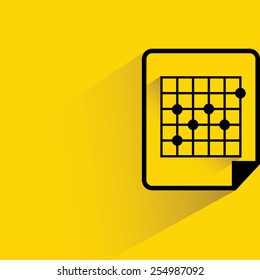 document and chart on yellow background, flat and drop shadow theme