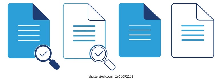 Documento com ícone de círculo de verificação para design gráfico e Web. ícone de ícone de pesquisa ícone de glifo do documento. ícone Relatório de incidente folha de vários estilos coleção, ícones de documento aprovados design eps 10