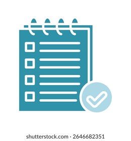Document Check dual tone blue color, mini illustration icon. use for modern concept, print, UI, UX kit, web and app development. Vector related to risk management, business, finance.