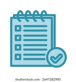 Document Check dual tone blue color, mini illustration icon. use for modern concept, print, UI, UX kit, web and app development. Vector related to risk management, business, finance.