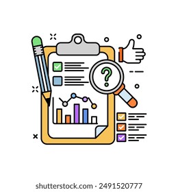 Icono de color relleno de comprobación de documento, Ilustración vectorial