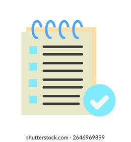 Documento Compruebe el color plano, mini icono de ilustración. uso para el concepto moderno, impresión, interfaz de usuario, kit de UX, Web y desarrollo de App. Vector relacionado con la gestión de riesgos, negocios, finanzas.

