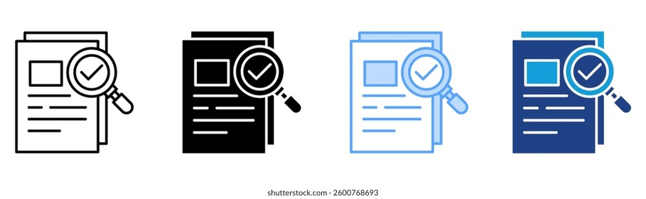 Document Check Icon Set Multiple Style Collection