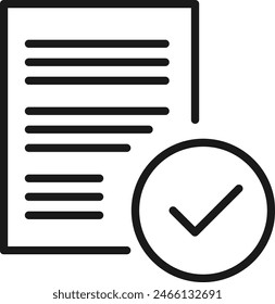 Document check mark approval icon. Quality Control Illustration.