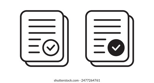 Documento con icono de marca de verificación. Icono de documento de conformidad en estilo plano. Proceso aprobado. Concepto de negocio Checkmark.