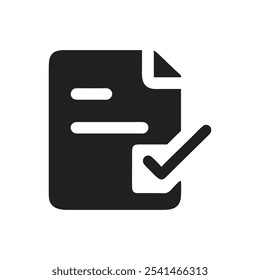 Documento com ícone de marca de seleção - no plano de fundo branco